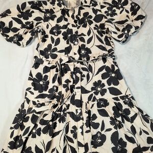 Jessica Simpson Black and White Floral Kids Dress